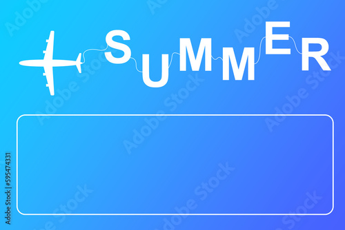 Airplane dragging summer text for promoting products, services, promotions