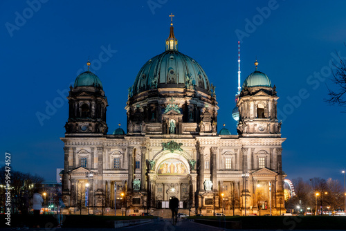 Berliner Dome at night, Berlin, Germany