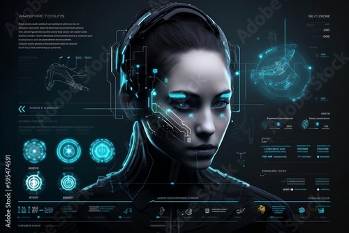UI interface for woman face, graphical abstract. generative AI