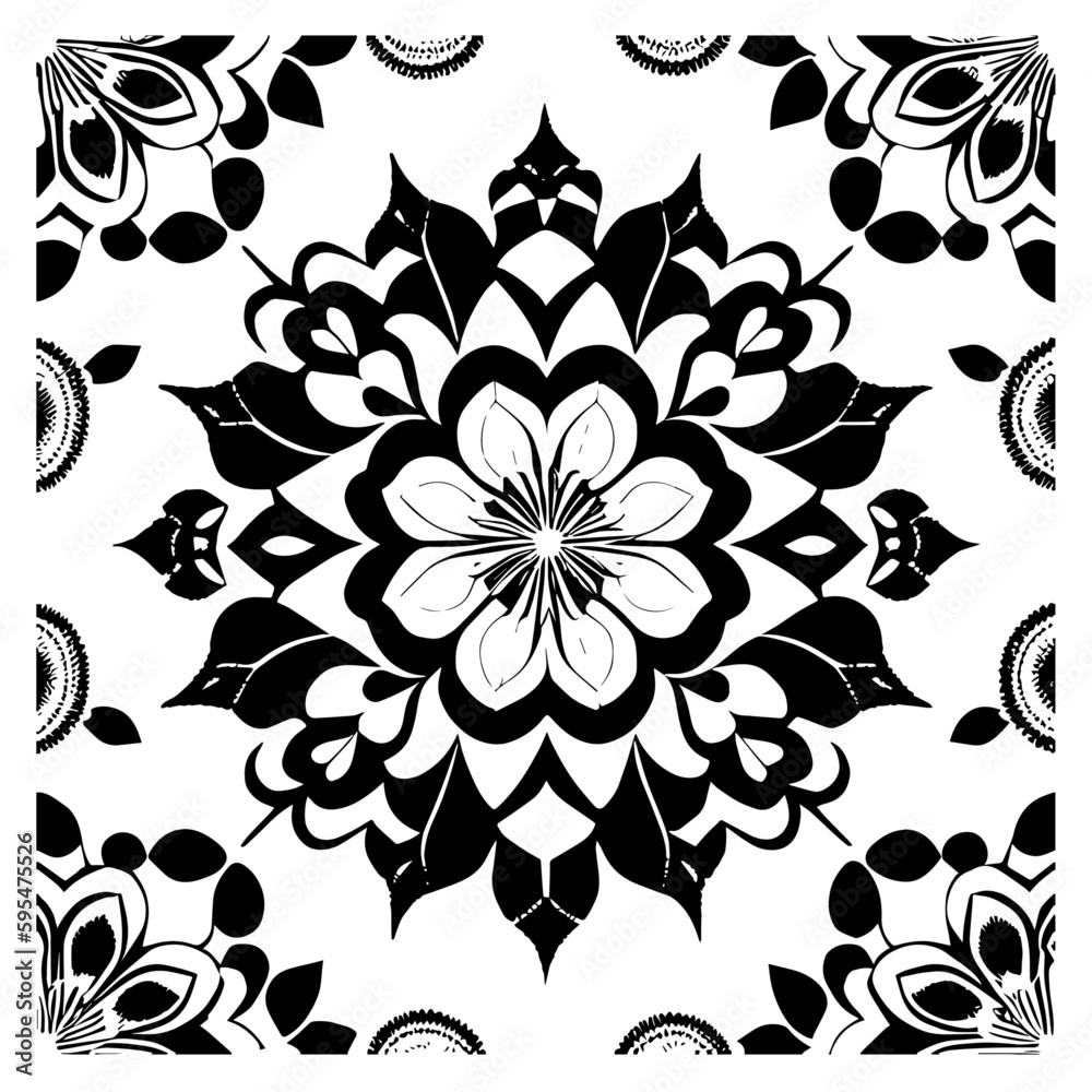 Fototapeta premium Flower clipart vector design black and white