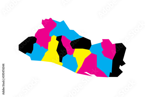 El Salvador political map of administrative divisions - departments. Blank vector map in CMYK colors.