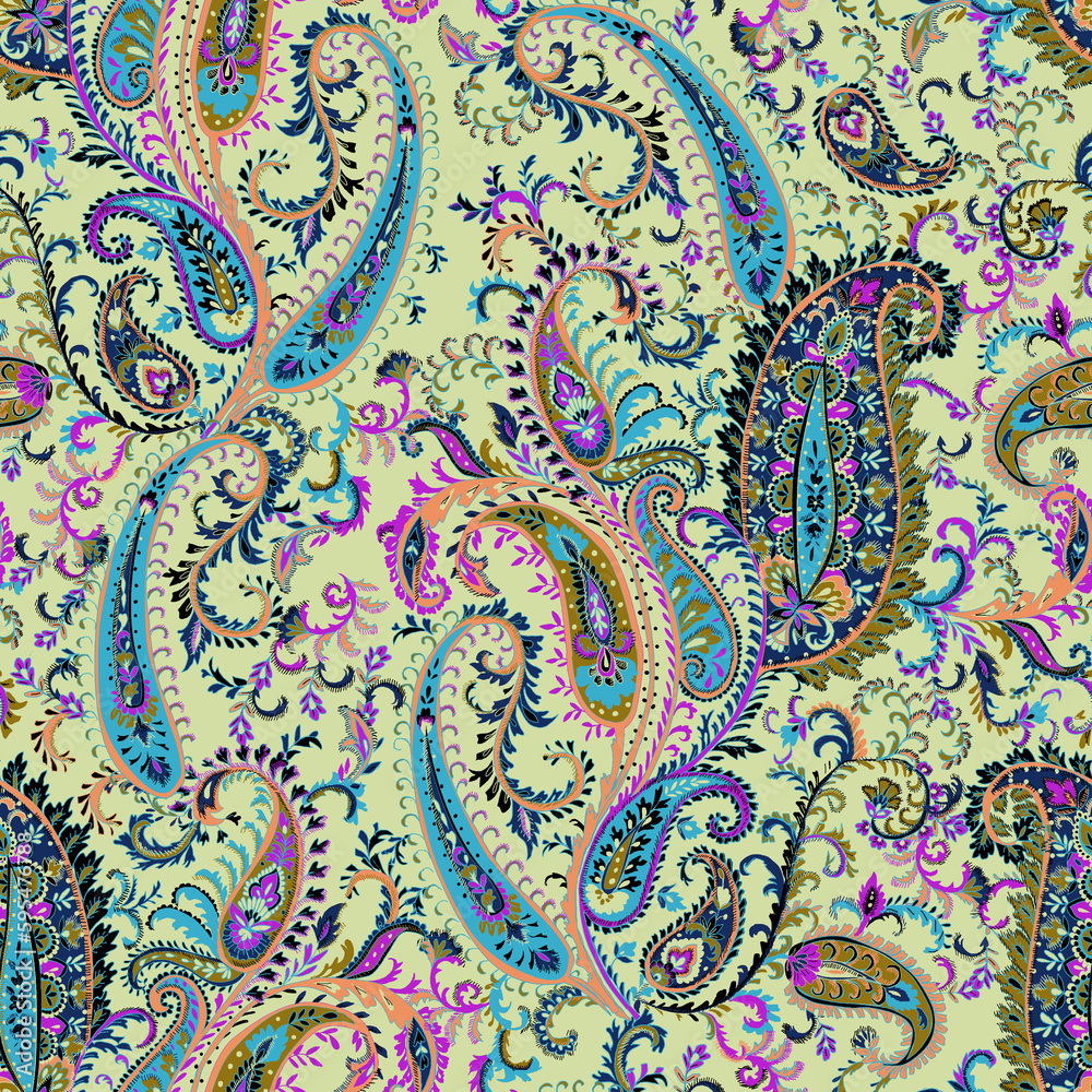 Seamless Asian Textile Background. Damask seamless pattern, paisley pattern, Shawl pattern. elegant and classic design with unique new trendy Seamless Asian Textile Background. Damask seamless pattern, paisley pattern, Shawl pattern. elegant and classic design with unique new trendy
