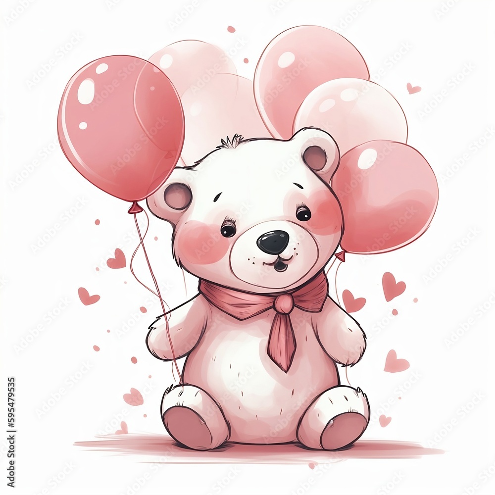 teddy bears with pink ballons for announcing the gender of a newborn teddy bears with pink ballons for announcing the gender of a newborn