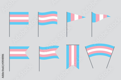 Set of Transgender flags. LGBTQI concept. Flat vector illustration.