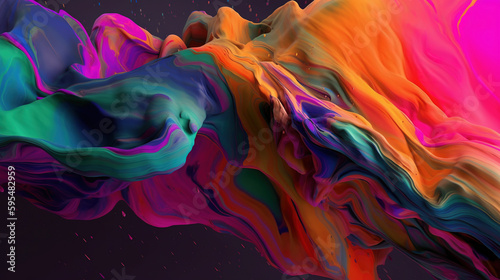 Abstract colorful wallpaper. Fluid art 3d background. AI