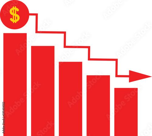 Recession icon. Symbol of stock collapse, recession and losses. Isolated vector illustration  background from business collection.