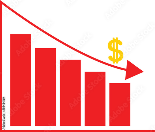 Recession icon. Symbol of stock collapse, recession and losses. Isolated vector illustration  background from business collection.