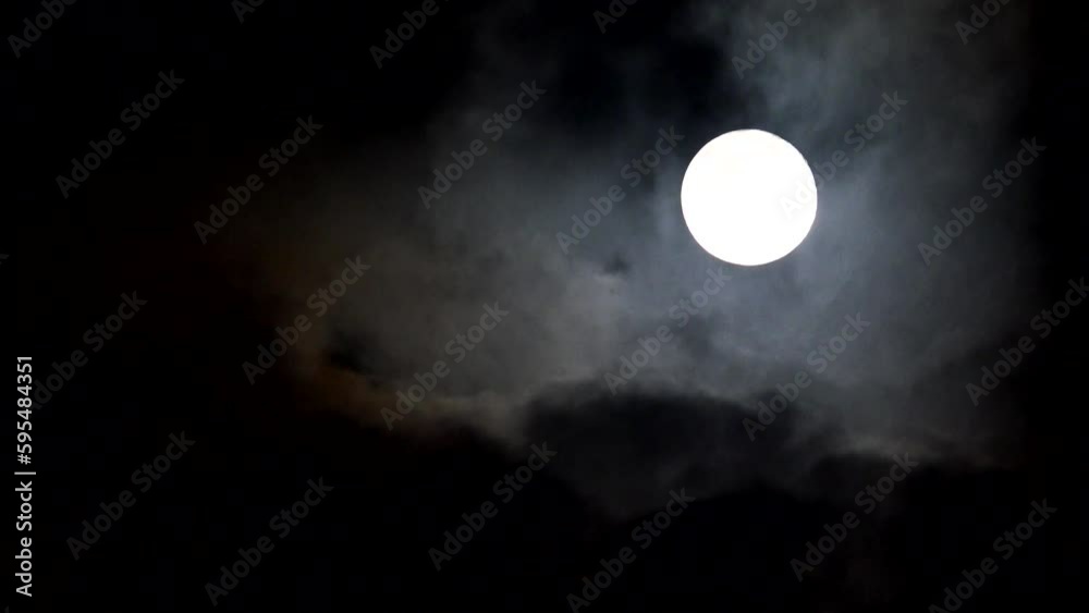 Full Moon Rises in Clouds on Crepuscular Sky, Dusk Light View, Evening Astrology, Timelapse Full Moon Rises in Clouds on Crepuscular Sky, Dusk Light View, Evening Astrology, Timelapse