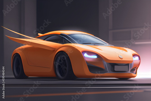Orange luxurious car  concept art. Generative AI