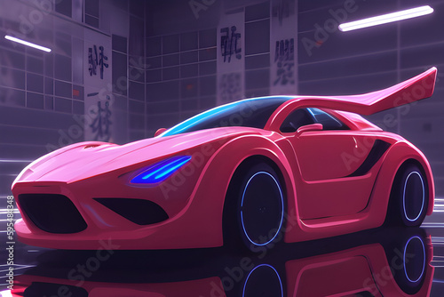 Toy sports car illustration. Generative AI