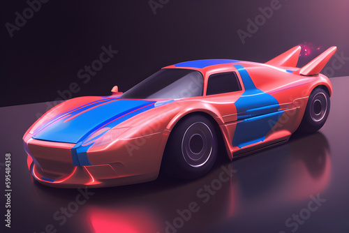 Toy sports car on dark background. Generative AI