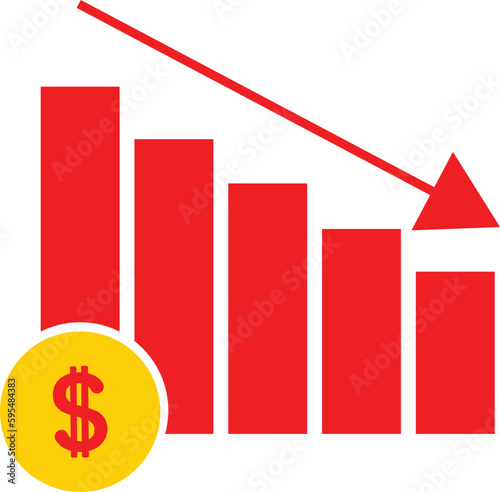 Recession icon. Symbol of stock collapse, recession and losses. Isolated vector illustration  background from business collection.