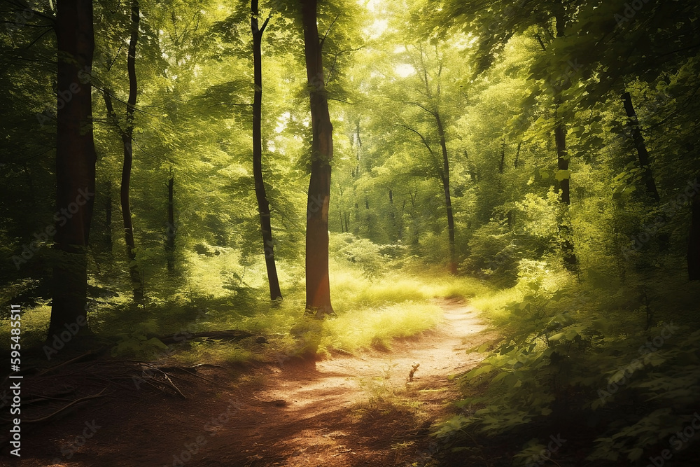 Obraz premium Summer Forest Illustration as a Background