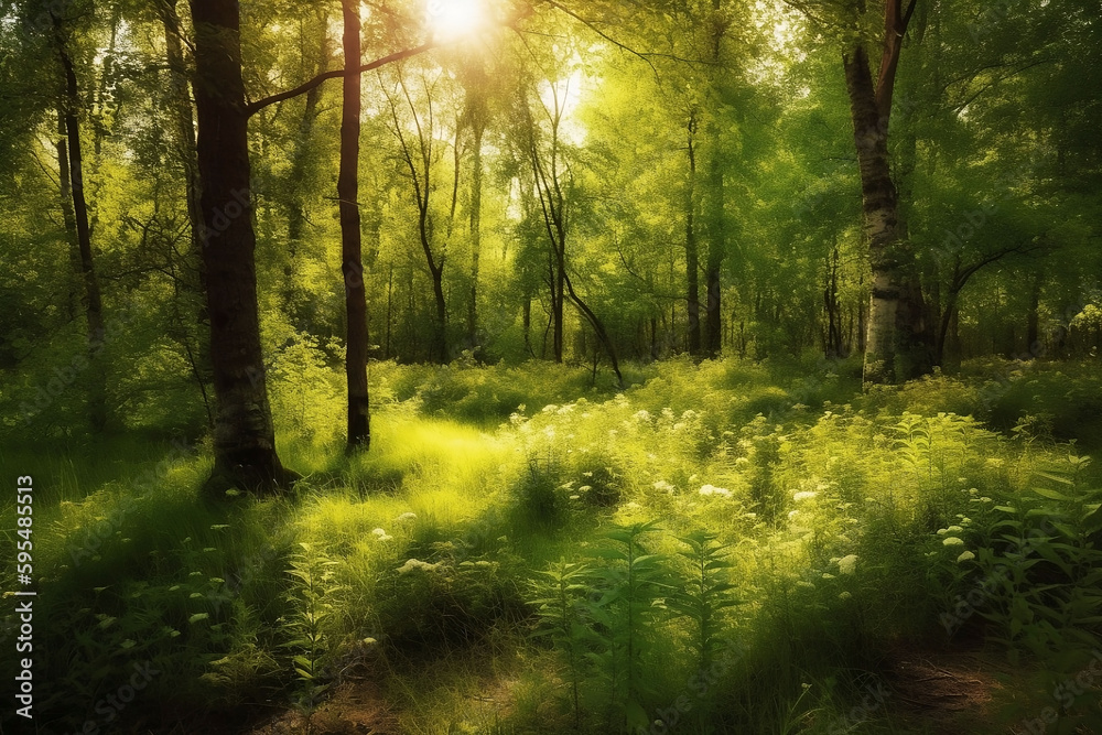 Fototapeta premium Summer Forest Illustration as a Background