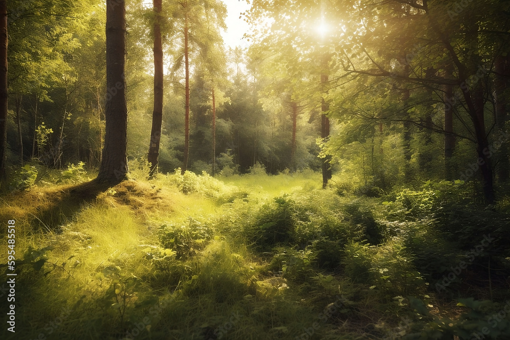Obraz premium Summer Forest Illustration as a Background