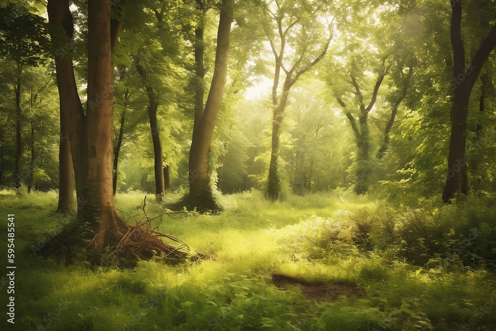 Obraz premium Summer Forest Illustration as a Background