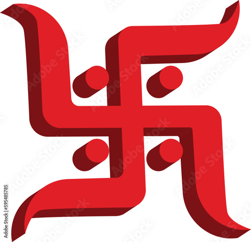 Swastik red Indian spiritual symbol. Hinduism Swastik Illustration.  Symbol and words of blessings