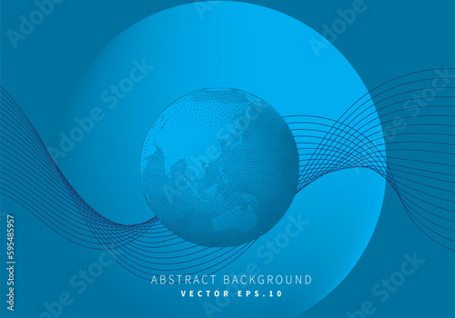 earth sphere orb with striped wave line astrology science background for advertisment banner poster technology enviroment organic nature vector eps.