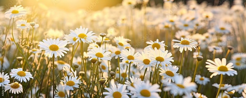 Daisy flower on field by  ai generative