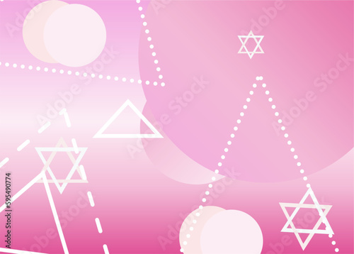 Pink background designed with geometric lines with white dots.