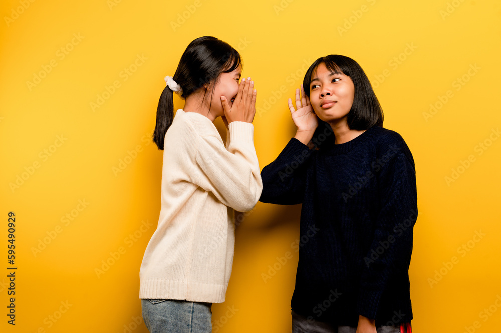 Two Asian women love each other. Friends love to show their love to each other. sincerely female best friend concept Two Asian women love each other. Friends love to show their love to each other. sincerely female best friend concept