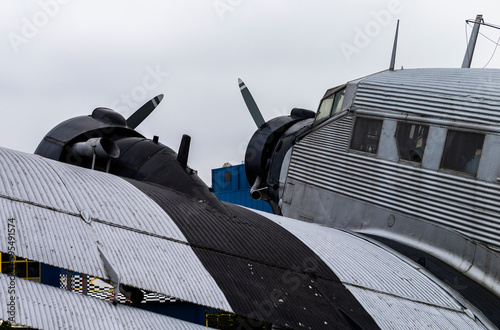 Tableau sur toile The photo shows a section of a historic propeller plane Junkers Ju 52