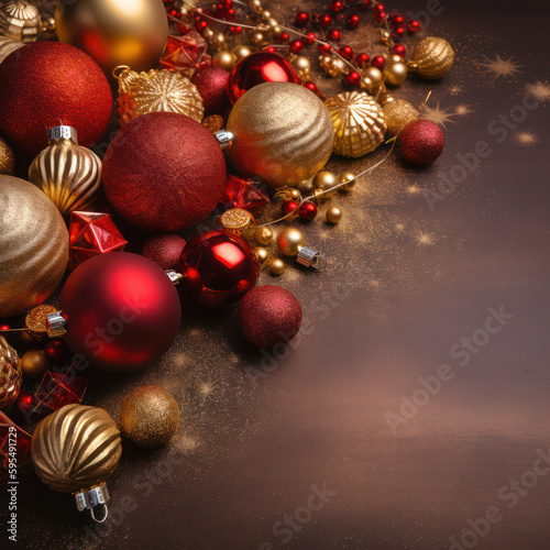Festive Red and Gold Christmas Decor Background