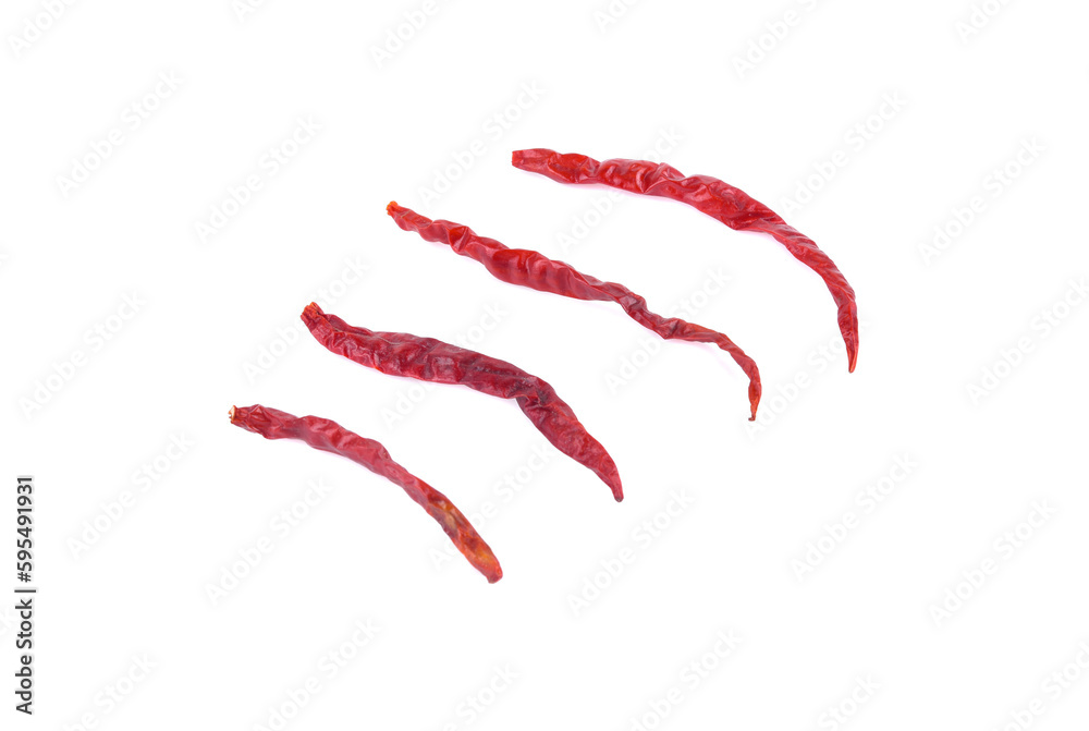 Dried red chili peppers isolated on white background Dried red chili peppers isolated on white background