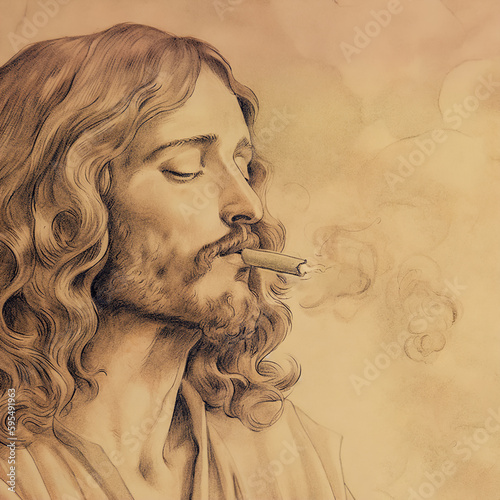 drawing of a man smoking