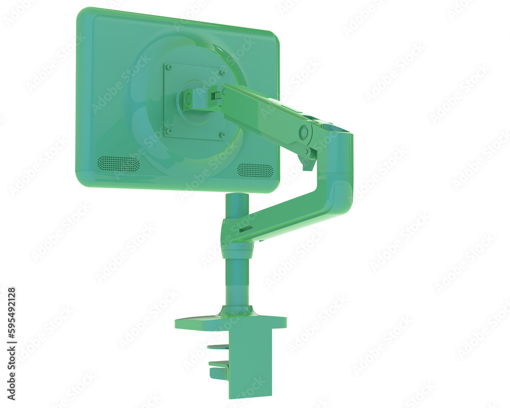 Naklejka premium Monitor with arm isolated on transparent background. 3d rendering - illustration