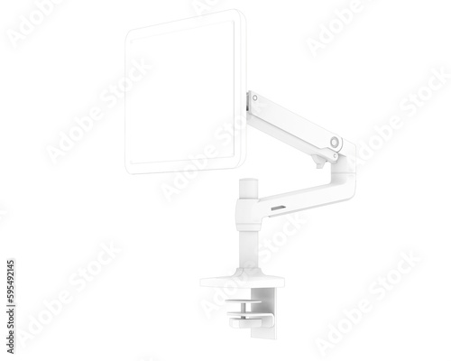 Monitor with arm isolated on transparent background. 3d rendering - illustration