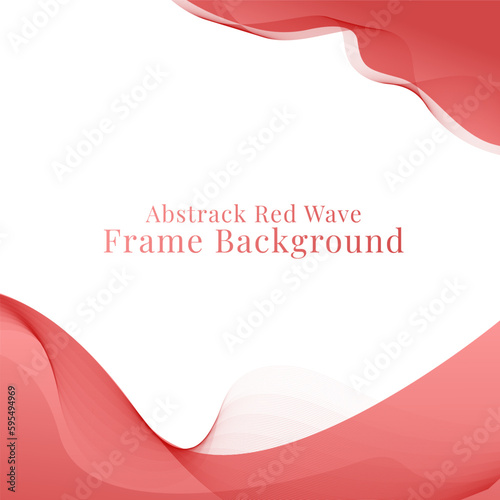 Abstract red wave frame background in vector