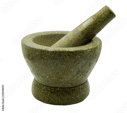 Fotografia Isolation of Stone mortar with pestle in png format