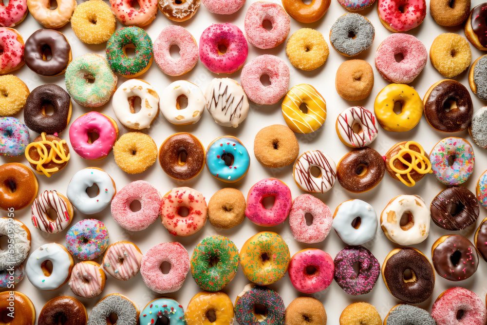 Colorful variety donuts , Generative Ai Colorful variety donuts , Generative Ai