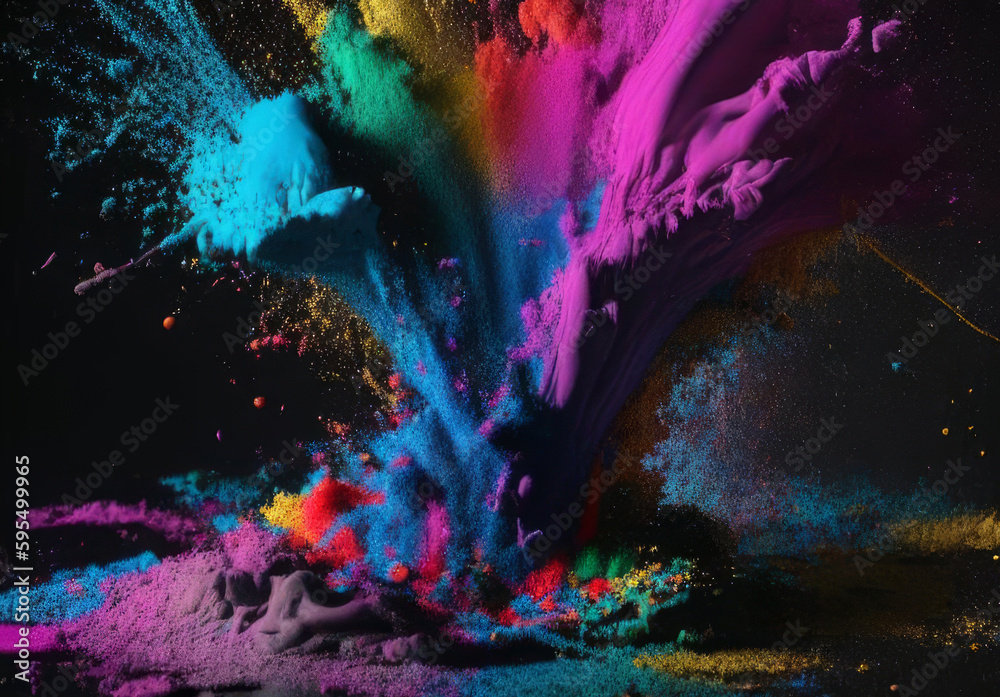Colorful abstract holi powder background on dark background