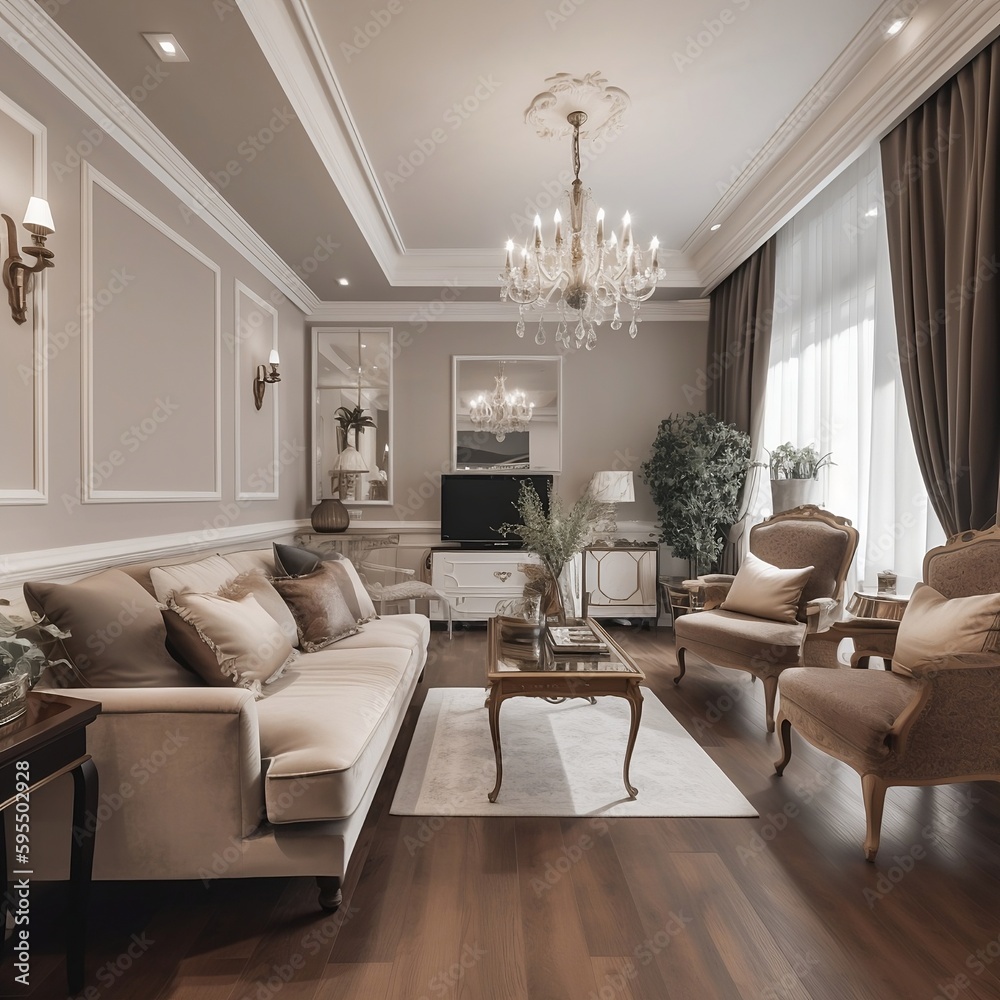 Fototapeta premium living room interior- generative ai