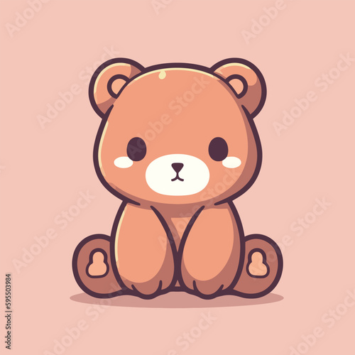 A cartoon bear with a pink background.