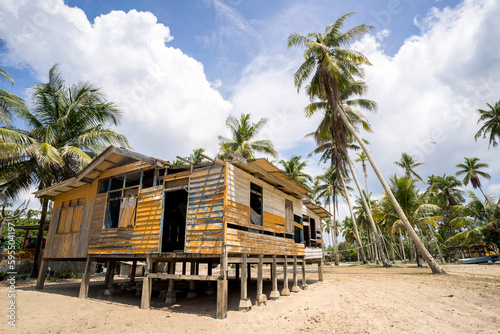 An abondoned high legged housing in Kuala Terengganu, Malaysia