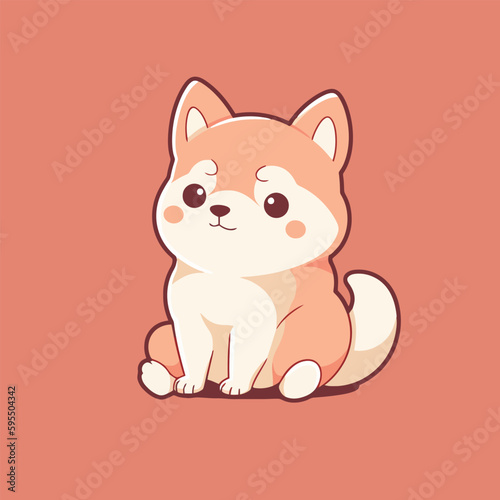 Shiba inu dog cartoon character on a pink background