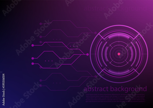 Abstract technology futuristic digital graphic concept square pattern with lighting glowing particles square elements on blue and pink background. Vector illustration.