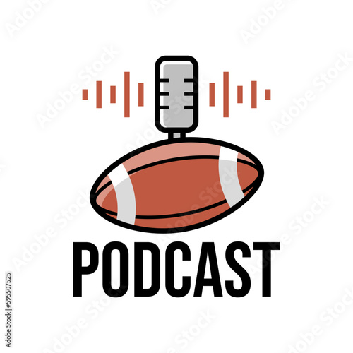 American football podcast logo. Suitable for rugby sport streaming podcast.