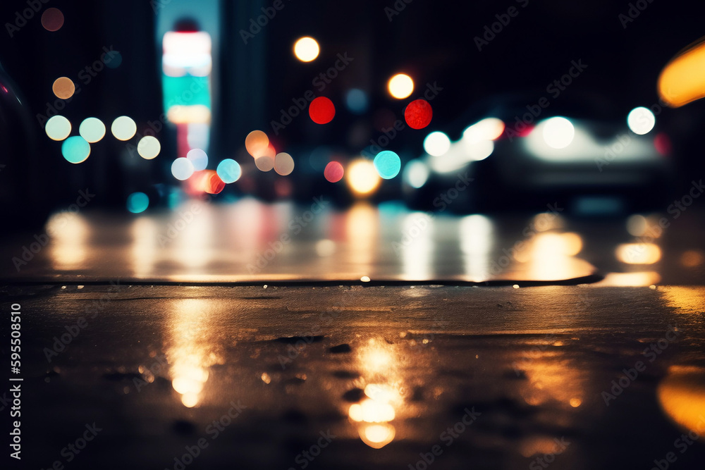 Image of colorful defocused city lights in the night background