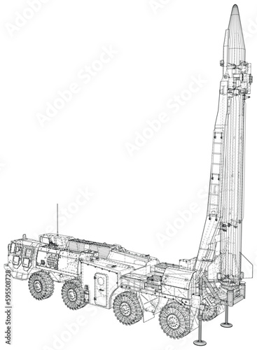 Ballistic missile. Rocket missile launcher vehicle truck