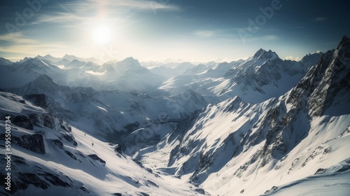 Holy sunlight of the majestic Swiss Alps. AI generative © SANGHYUN