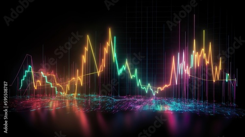 AI Generated. AI Generative. Finance stock forex graph marketing money trend volume income go up and down. Can be used for illustration of analysis finance statements. Graphic Art Illustration.