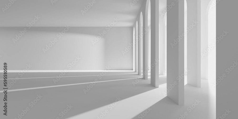 Minimalistic room space. White clean empty architecture interior Minimalistic room space. White clean empty architecture interior
