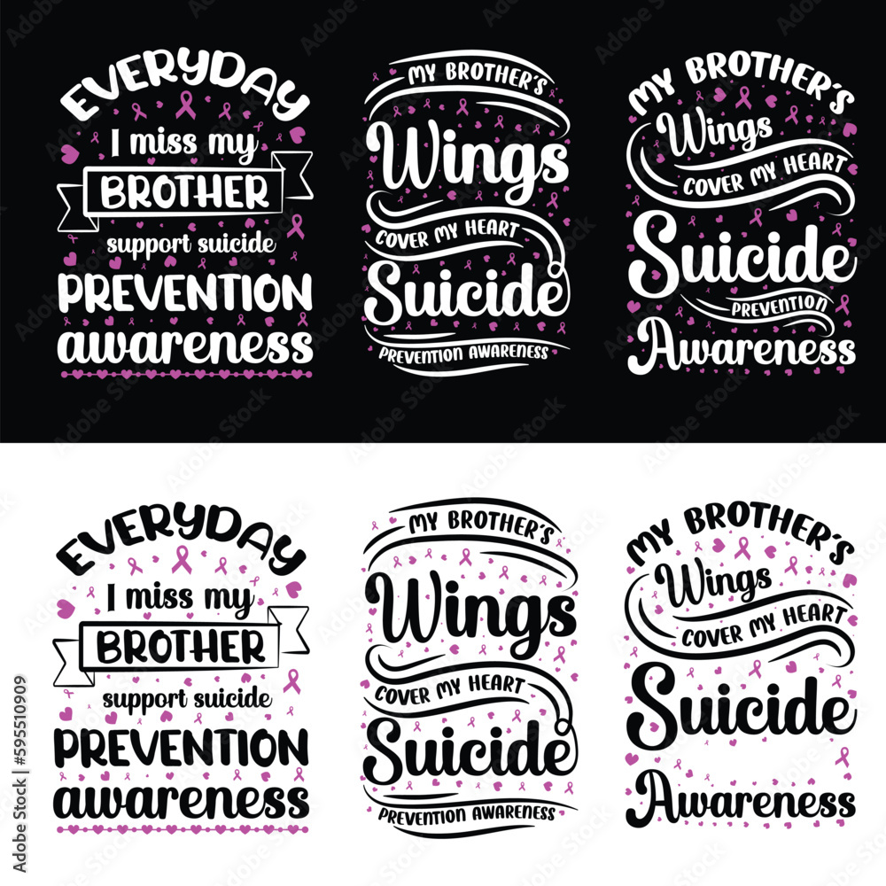 Suicide awareness t-shirt design bundle 