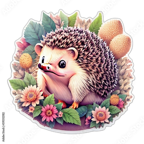 Sticker Cute Hedgehog, No Background © David