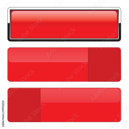 Set of blank red buttons isolated on a white background