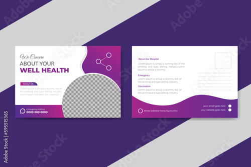 Medical and healthcare postcard design template for business marketing.